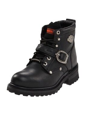 Harley Davidson Faded Glory Old School Black Leather Laced Riding Moto Boots